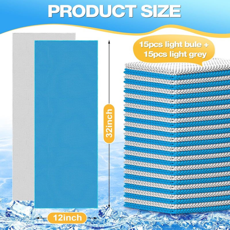 MENOLY 30 Packs Cooling Towels Bulk Cooling Towels for Neck and Face Gym Workout Cooling Neck Rags for Sports Yoga Soft Microfiber Breathable Sweat Rags for Hiking Running Fitness - Image 2